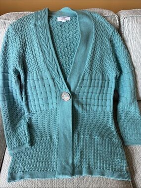 Pure Collection Aqua Knit Textured Button-Front Cardigan